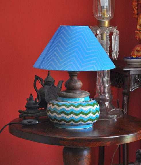 Turquoise and White Table lamp01 (Without Lampshade)
